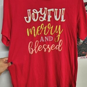 Holiday Time Joyful Merry and Blessed Kids Shirt - Red and Gold